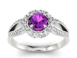 Pierścionek zaręczynowy z ametystem i brylantami - p16208bat
