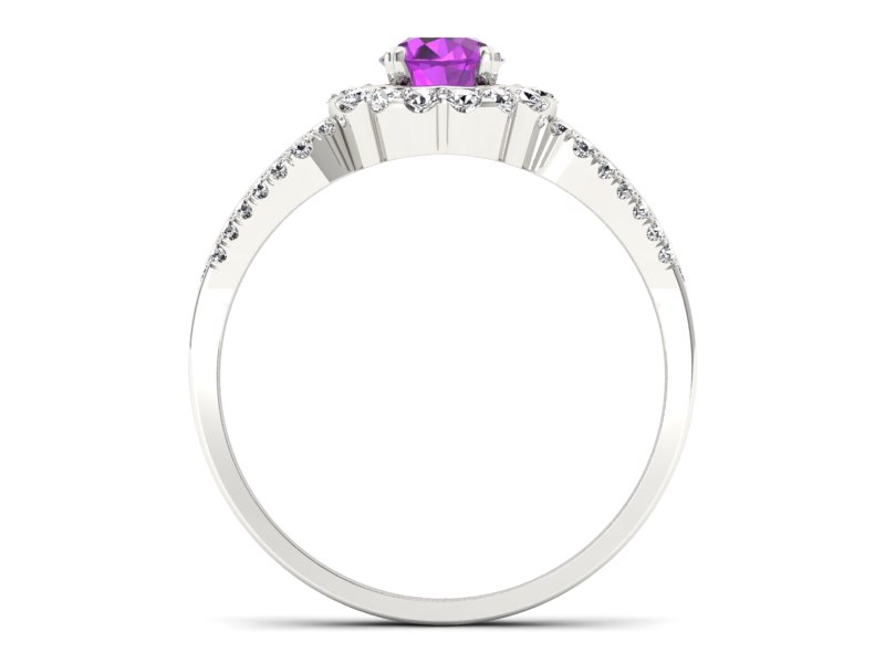 Pierścionek zaręczynowy z ametystem i brylantami - p16208bat - 2