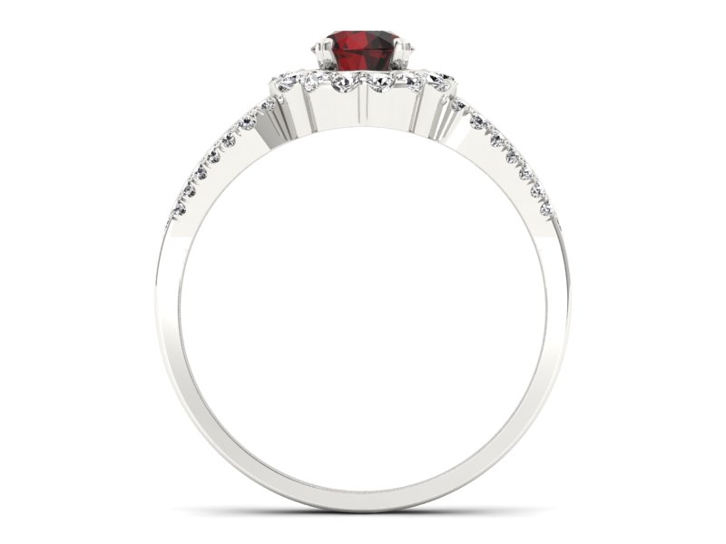 Pierścionek z granatem i brylantami białe złoto - p16208bgr - 2