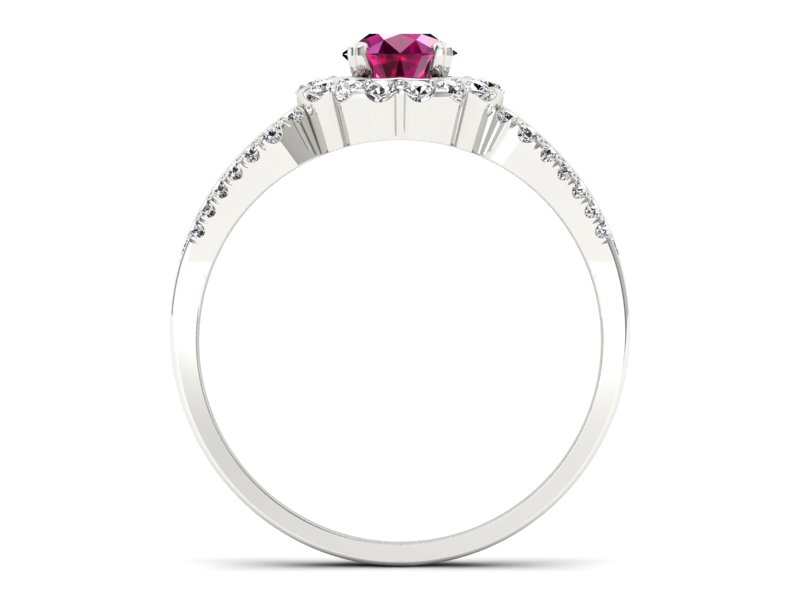 Pierścionek z rubinem i brylantami białe złoto - p16208br - 2