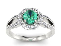 Złoty pierścionek ze szmaragdem i brylantami - p16208bsm