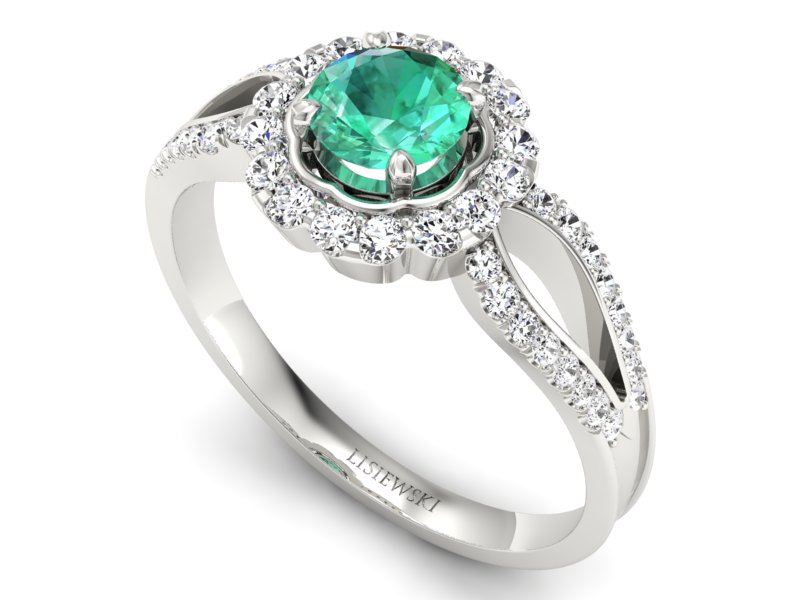 Złoty pierścionek ze szmaragdem i brylantami - p16208bsm - 3