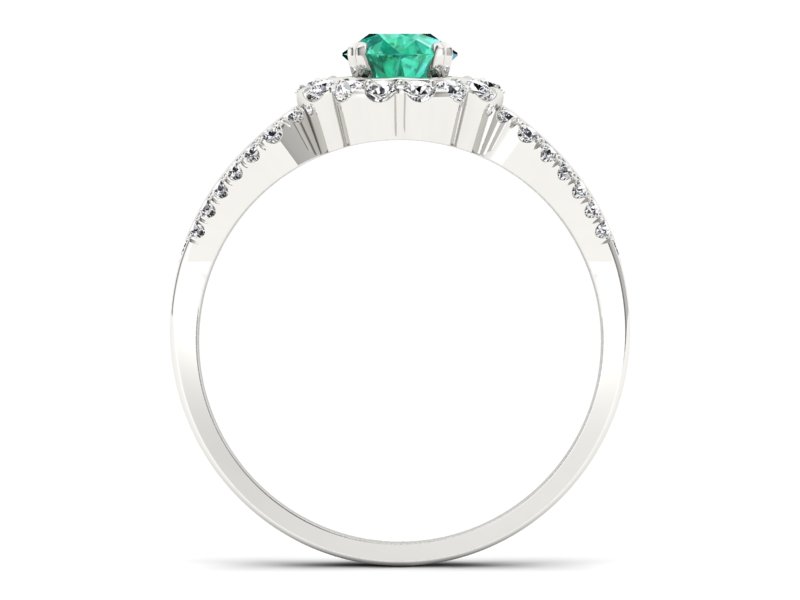 Złoty pierścionek ze szmaragdem i brylantami - p16208bsm - 2