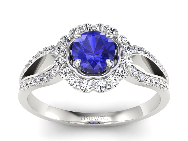 Pierścionek z szafirem i brylantami - p16208bszc - 1