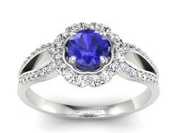 Pierścionek z szafirem i brylantami - p16208bszc