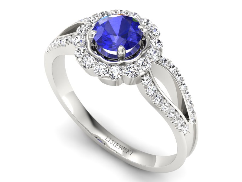 Pierścionek z szafirem i brylantami - p16208bszc - 3