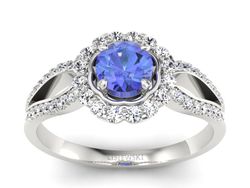 Pierścionek z tanzanitem białe złoto i brylantami - p16208bt