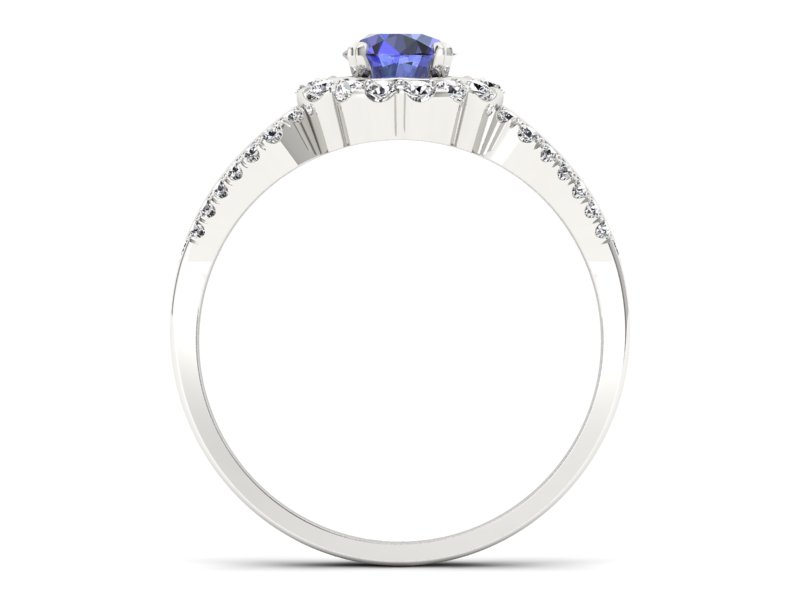 Pierścionek z tanzanitem białe złoto i brylantami - p16208bt - 2
