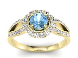 Złoty pierścionek z topazem i brylantami - p16208za