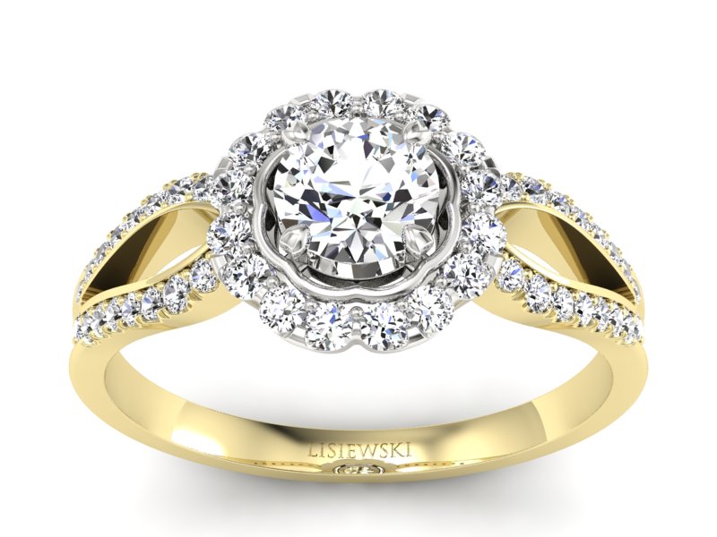 Pierścionek z diamentami żółte i białe złoto - p16208zb - 1