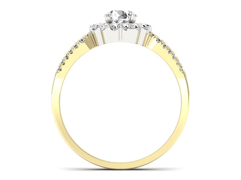 Pierścionek z diamentami żółte i białe złoto - p16208zb - 2