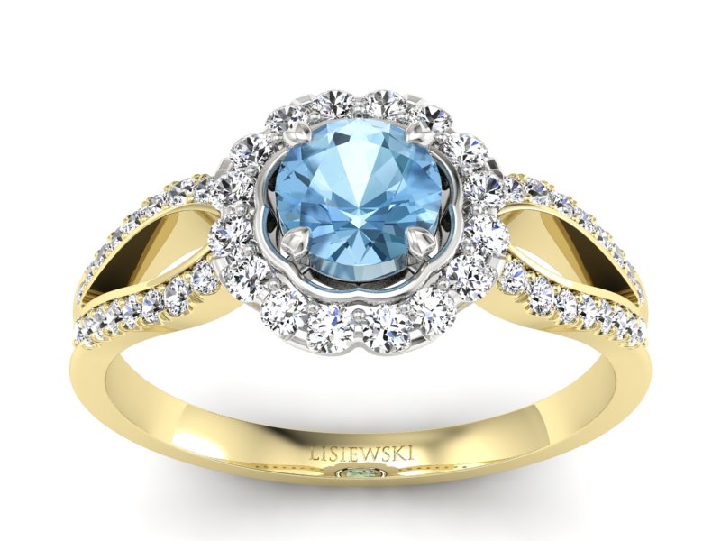 Pierścionek z topazem i brylantami - p16208zba - 1