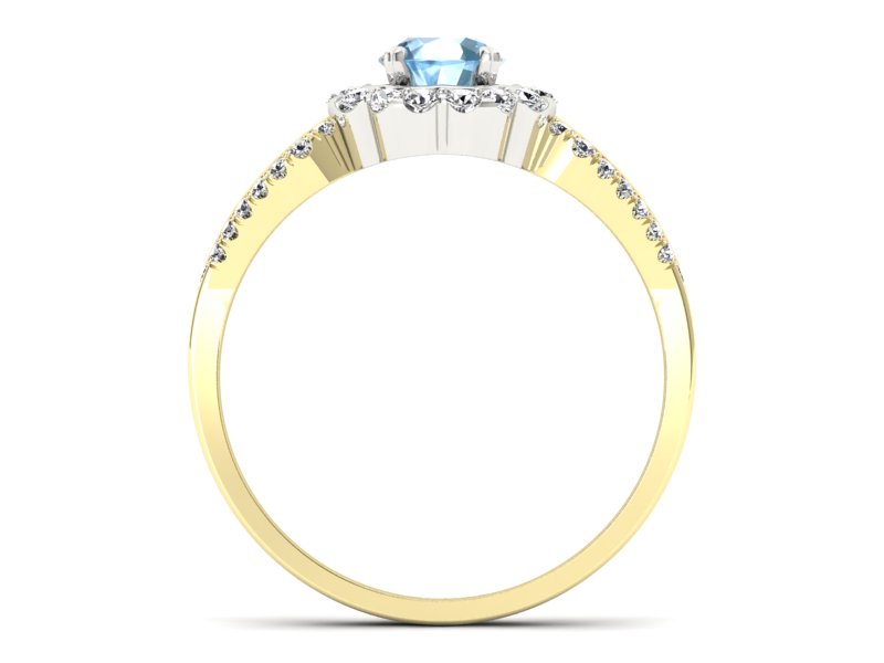 Pierścionek z topazem i brylantami - p16208zba - 2