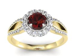 Pierścionek z granatem i brylantami - p16208zbgr