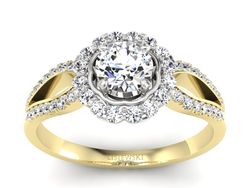 Pierścionek z diamentami żółte i białe złoto - p16208zbP