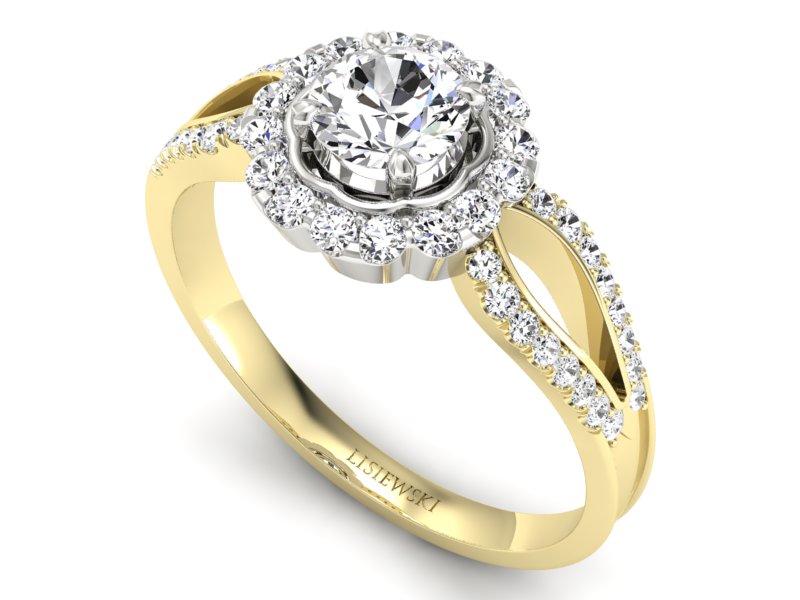 Pierścionek z diamentami żółte i białe złoto - p16208zbP - 3