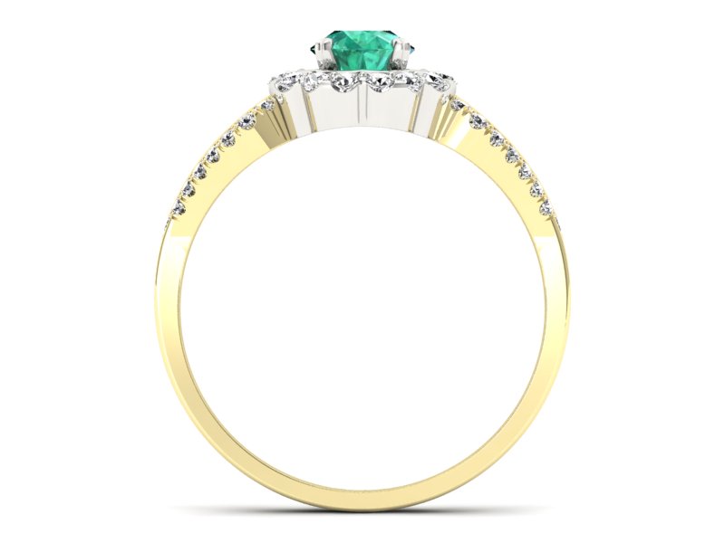 Złoty pierścionek ze szmaragdem i diamentami - p16208zbsm - 2