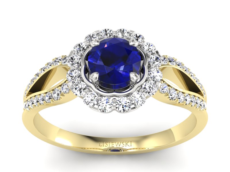 Złoty pierścionek ze spinelem i diamentami - p16208zbsp - 1