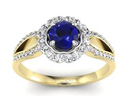 Złoty pierścionek ze spinelem i diamentami - p16208zbsp