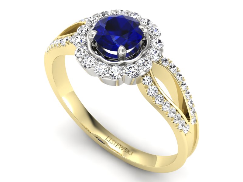 Złoty pierścionek ze spinelem i diamentami - p16208zbsp - 3