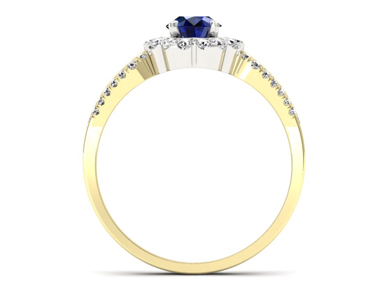 Złoty pierścionek z szafirem i brylantami - p16208zbsz - 2