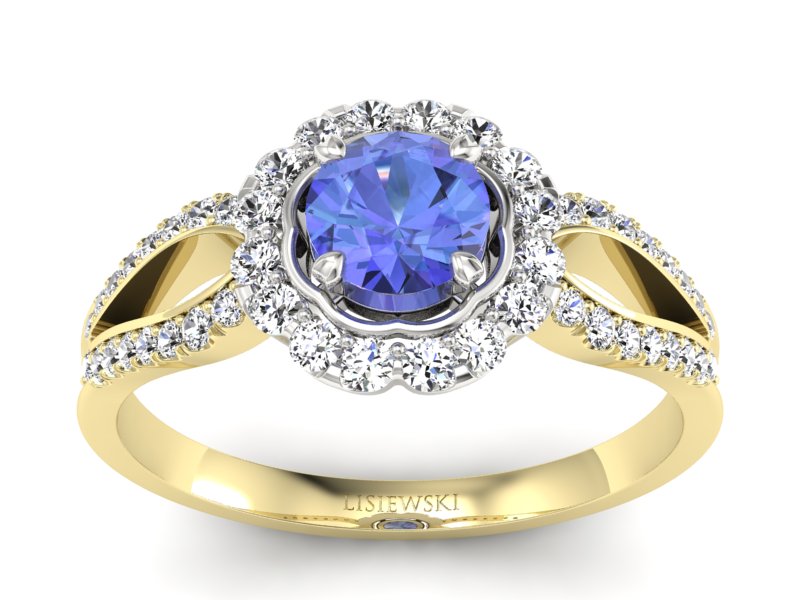Pierścionek z tanzanitem i brylantami - p16208zbt - 1