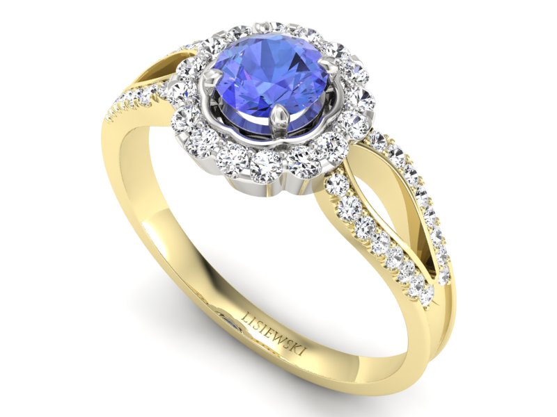 Pierścionek z tanzanitem i brylantami - p16208zbt - 3
