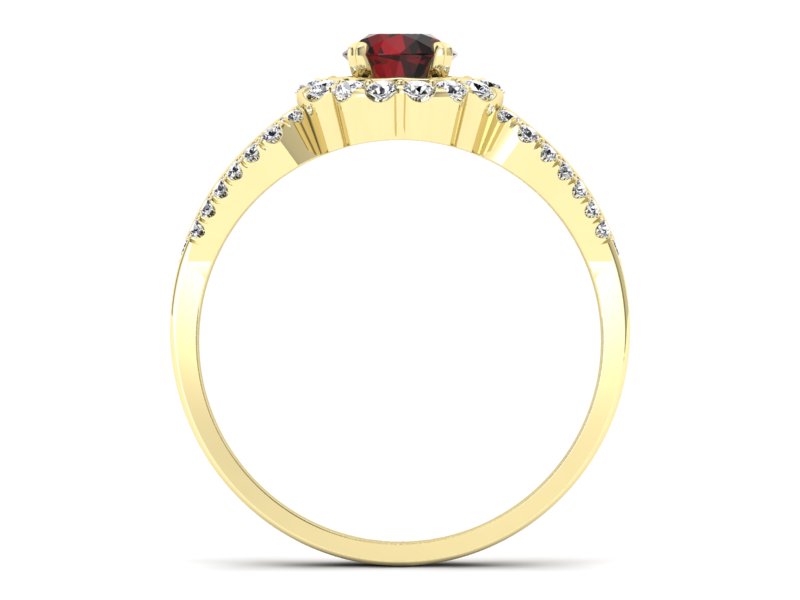 Złoty pierścionek z granatem i brylantami - p16208zgr - 2