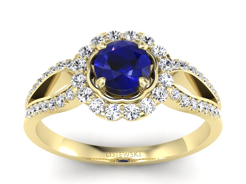 Pierścionek ze spinelem i diamentami żółte złoto - p16208zsp - 1