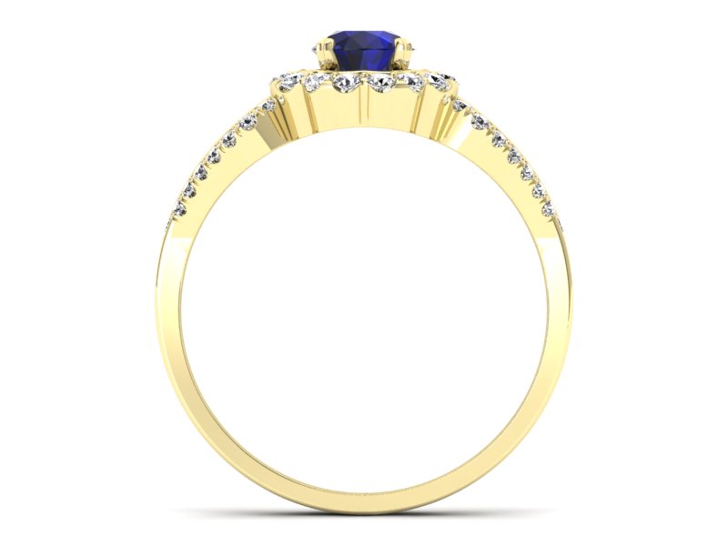 Pierścionek ze spinelem i diamentami żółte złoto - p16208zsp - 2