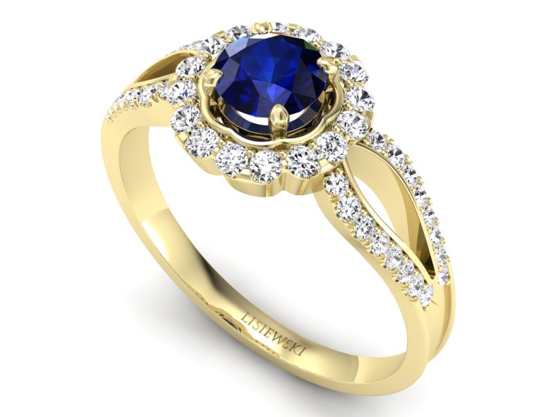 Złoty pierścionek z szafirem i brylantami - p16208zsz - 3