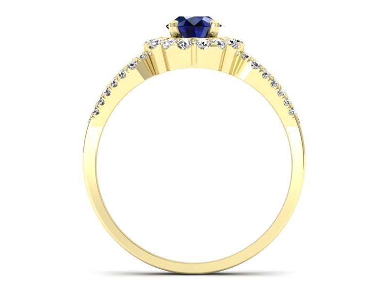 Złoty pierścionek z szafirem i brylantami - p16208zsz - 2