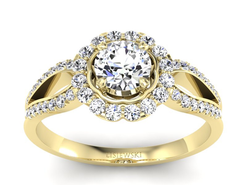 Złoty pierścionek z brylantami żółte złoto - p16208zVs - 1