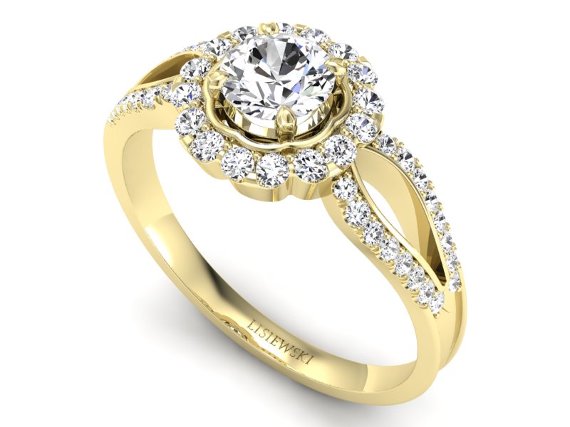 Złoty pierścionek z brylantami żółte złoto - p16208zVs - 3