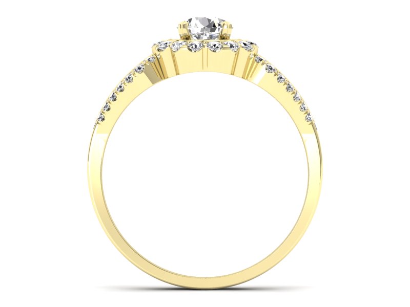 Złoty pierścionek z brylantami żółte złoto - p16208zVs - 2