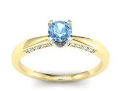 Pierścionek topaz i brylanty białe i żółte złoto - p16211zba