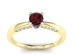 Pierścionek z diamentami i granatem złoto 585 - p16211zbgr