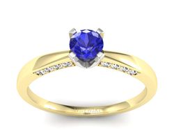 Pierścionek szafir i diament żółte białe złoto - p16211zbszc