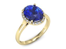 Pierścionek diamenty i szafir żółte złoto 585 - p16212zszc