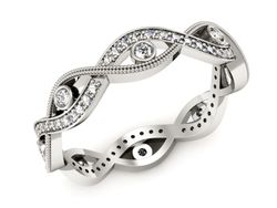 Pierscionek Obrączka z brylantami białe złoto 585 - p16216b