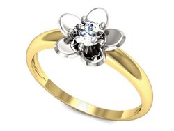 Pierścionek z diamentem żółte i białe złoto 585 - p16218zb
