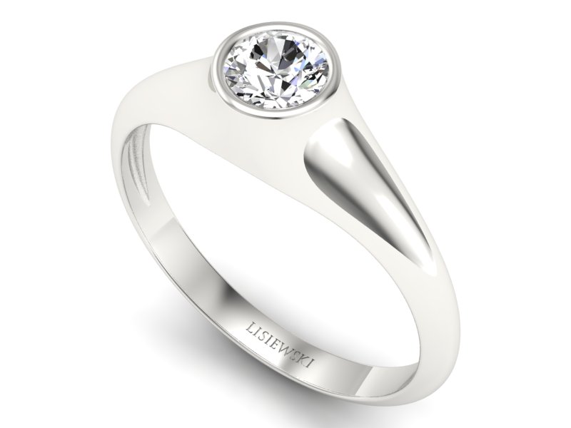 Złoty pierścionek z brylantem białe złoto - p16226b - 3