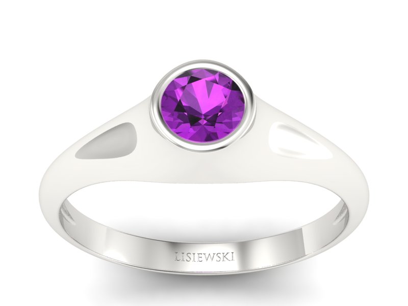 Złoty pierścionek z ametystem białe złoto - p16226bat - 1