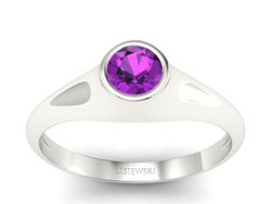 Złoty pierścionek z ametystem w białym złocie 585 - p16226bat