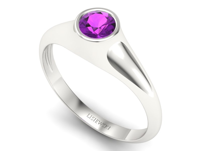 Złoty pierścionek z ametystem białe złoto - p16226bat - 3
