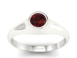 Złoty pierścionek z granatem w białym złocie 585 - p16226bgr