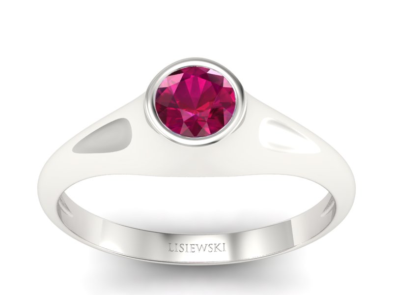 Złoty pierścionek z rubinem białe złoto - p16226br - 1