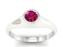 Pierścionek z rubinem w białym złocie wyrazisty akcent - p16226br