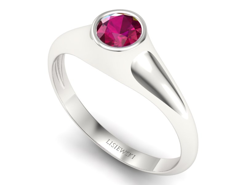 Złoty pierścionek z rubinem białe złoto - p16226br - 3