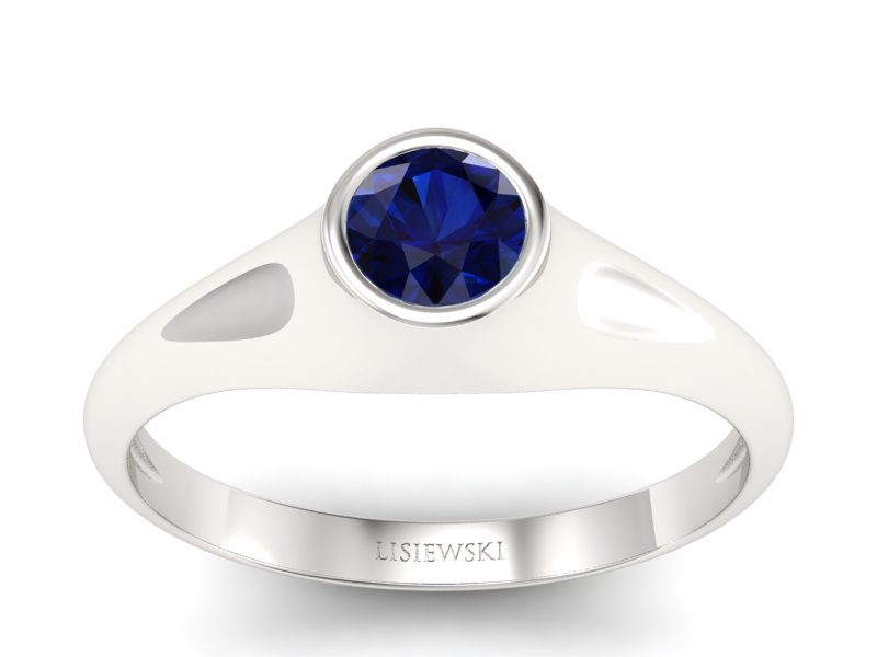 Złoty pierścionek z szafirem białe złoto - p16226bsz - 1